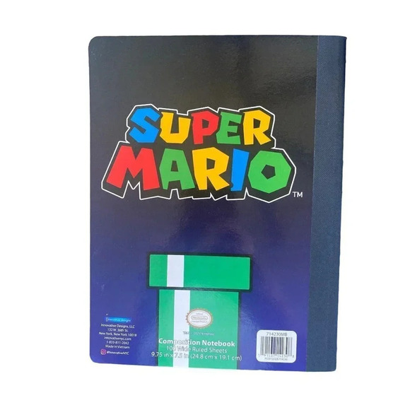 Nintendo Super Mario Lined Notebook Unused 7.5" x 9" Small Shelfware on Corner - Picture 8 of 15